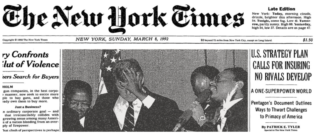 The New York Times Headline 1992